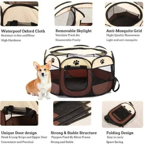 Caseta portátil de exteriores para mascotas, casa para perros, gatos grandes y pequeños, corral de - Imagen 4